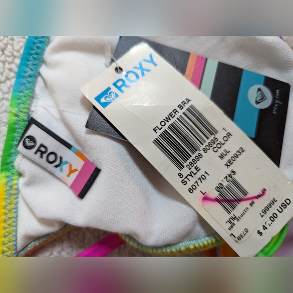 SOLD-Roxy K-Coast Sugar Shack Rainbow Tye dye Bikini Top - Picture 5 of 5